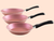 Conjunto de Frigideiras Antiaderente Tramontina de Alumínio Caribe Rosa 3 Peça