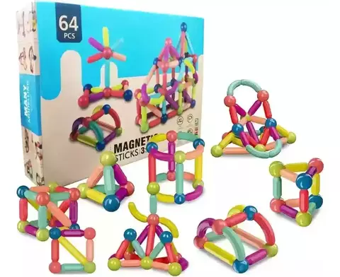 Juego Magnetico Interactivo Magnetic Sticks 64pcs