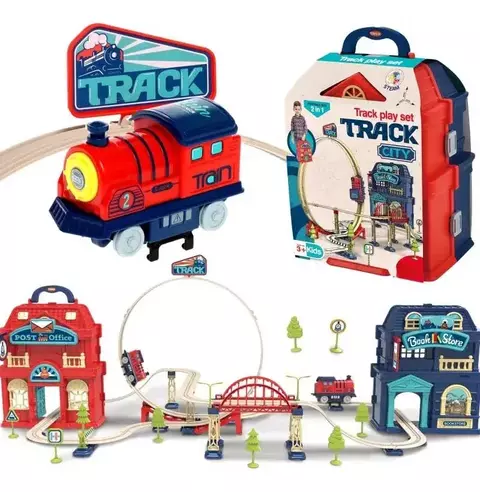 Pista De Trenes Armar Track Play Set Box 87pcs 2 En 1 Luxury