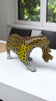 Mother Jaguar with Cub Sculpture – Handcrafted Amazonian Art on internet