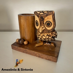 Porta Caneta Coruja Decor | Madeira Molongo - comprar online