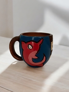 Caneca boto rosa de cerâmica