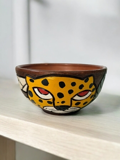 Tigela onça pintada de cerâmica