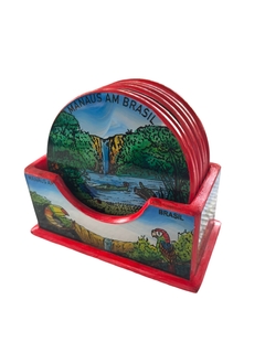 Porta Copo de madeira de vidro - comprar online