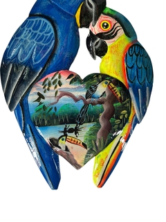 Casal de Arara azul e Canindé de madeira Molongó na internet