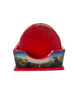 Porta Copo de madeira de vidro - loja online