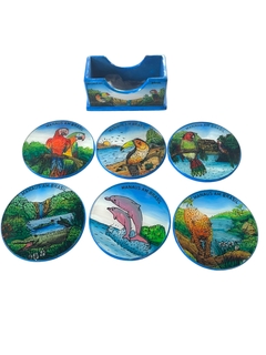 Porta Copo de Madeira e Vidro - Amazônia & Sintonia