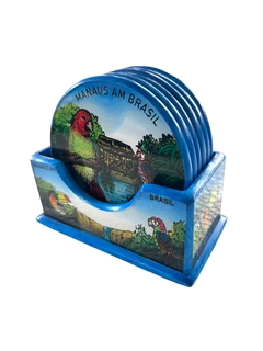Porta Copo de Madeira e Vidro - comprar online