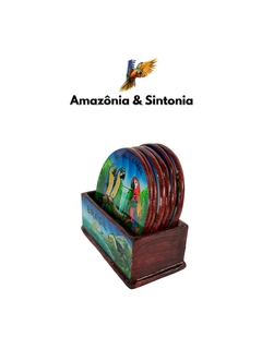 Jogo de Porta Copos De Madeira E Vidro - Amazônia & Sintonia