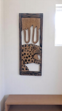 Quadro Onça de Parede – Escultura em Madeira Artesanal