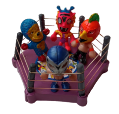 Mini Hexadrilátero + 4 Luchadores Cabezones (Morado)
