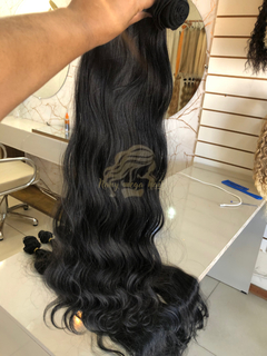 Tela única preto ondulado 80cm fibra russa - comprar online