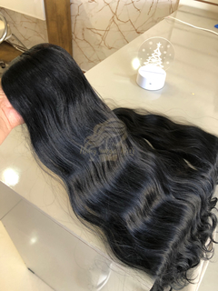 Tela única preto ondulado 80cm fibra russa