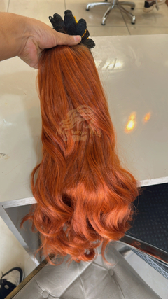 Ruivo laranjinha ondulado com raiz escura - Nanay mega hair