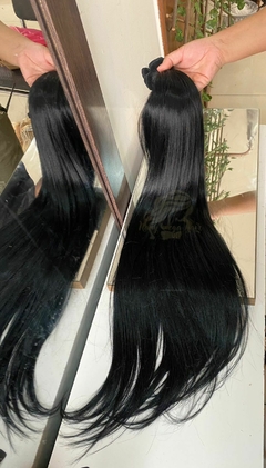 Kit preto liso 75cm pontas cheias fibra humanhair - loja online