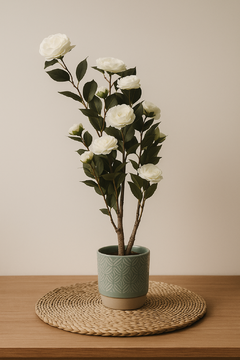 Planta artificial rosa blanca 90cm