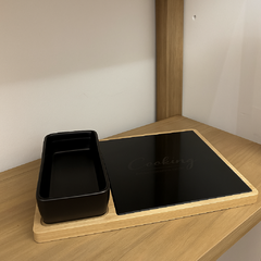 Set de Presentación en Bamboo y Cerámica Negra – Estilo Minimalista