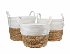 Canastos de fibras naturales combinado con blanco - comprar online