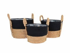 Canastos de fibras naturales combinado con negro - comprar online