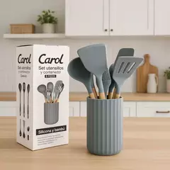 Set utensilios + contenedor 12 piezas carol