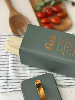Lata Fideos Deco Verde Letras Cobre en internet
