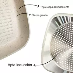 Bifera Antiadherente 26 cm con mango de silicona Carol Línea Granito en internet