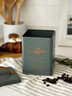 Lata Café Deco Verde Letras Cobre en internet
