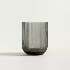 Pack x6 Vasos de Vidrio Gris Faceteados