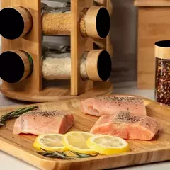 Especiero de bambú con 16 frascos carol