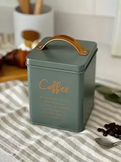 Lata Café Deco Verde Letras Cobre - comprar online