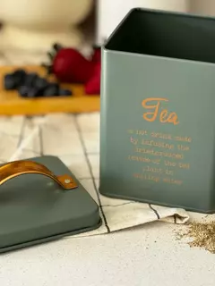 Lata Té Deco Verde Letras Cobre - Chula home deco