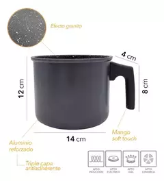 Jarro Antiadherente Negro Granito 14 cm - tienda online