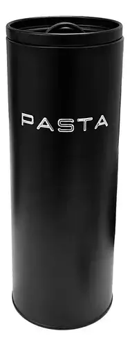 Lata Fideos Deco Negro Letra Plateada