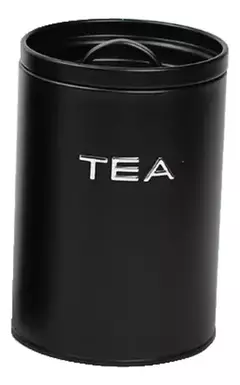 Lata Tea Deco Negro Letras Plata - comprar online