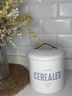 Contenedor de Cereales de Metal Blanco en internet