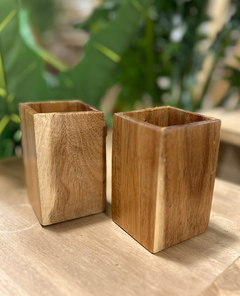 Portacepillo cuadrado de Madera Acacia - comprar online