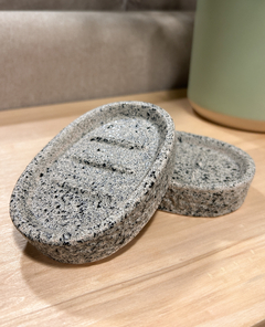 Jabonera Ovalada de Granito Gris - comprar online