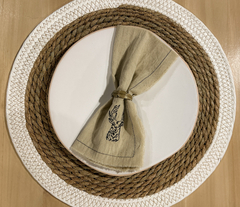 Posafuente Rattan de Fibras Naturales con borde Blanco - Chula home deco