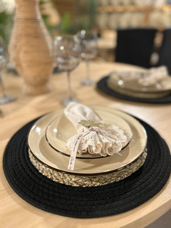 Plato de Sitio de Fibras Naturales Borde Negro - comprar online