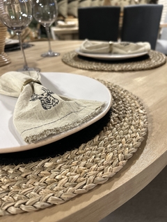 Plato de Sitio de algodón en Negro con borde de Fibras Naturales - Chula home deco