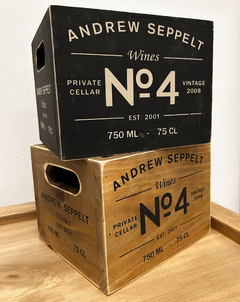 Caja decorativa de madera estilo industrial "Wines N°4" en internet