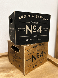 Caja decorativa de madera estilo industrial "Wines N°4" - comprar online