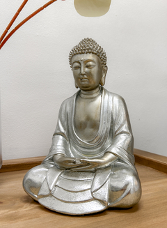 Buda decorativo meditando en plateado 24 cm - Chula home deco