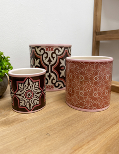 Macetas redondas de azulejos rosa - comprar online