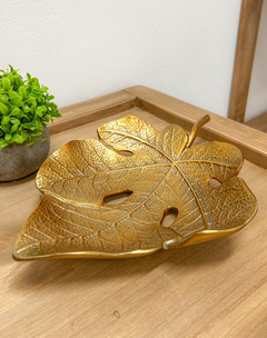 Centro deco hoja maple dorada Aluminio 28 cm - comprar online