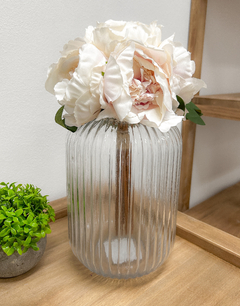 Florero de vidrio recto facetado 22 cm - comprar online