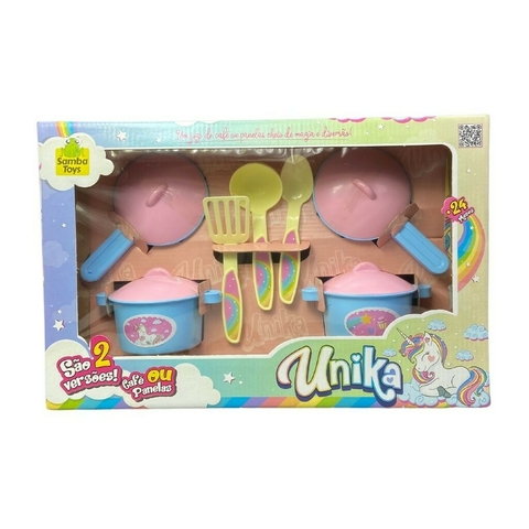 Jogo de cozinha brinquedo Kit Panelinhas Unika Unicórnio 7 peças