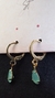 Brinco dourado argola gota verde água - comprar online