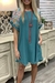 Vestido de manga curta com costura floral de algodão e linho com decote redondo soltinho - comprar online
