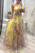 Malha tie-dye impresso fora do ombro fenda vestido verão moda longo casamento formatura - loja online
